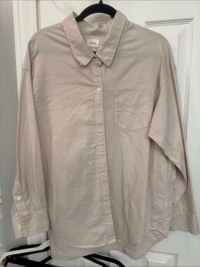 Oversized Button-Up Shirt in light tan